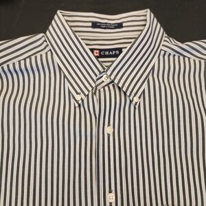 Vintage CHAPS Mens Large Stripe Button‎ Down Shirt Wrinkle Free Long Sleeve L